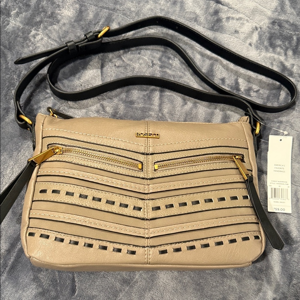 Rosetti forest mushroom Tan Crossbody Bag NWT